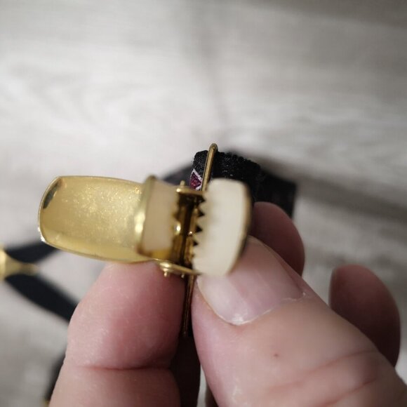 CAS W-Germany Black & Burgundy Diamond Pattern Suspenders - Picture 4 of 4